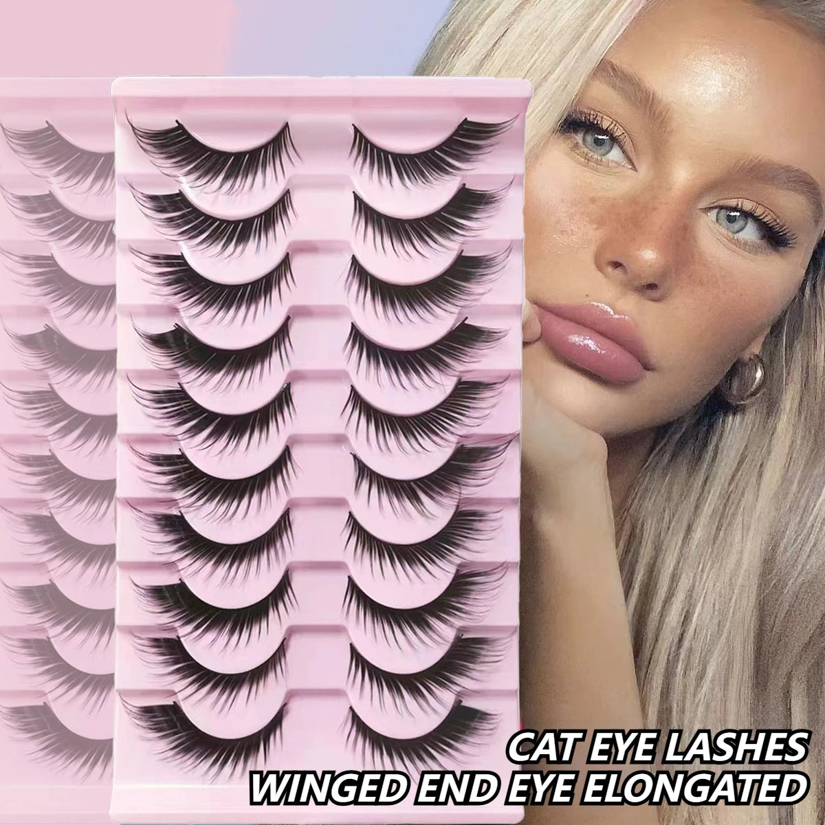False Eyelashes Russian Strip Lashes Extension D-Curl Faux Mink Lashes 3D Effect False Eyelashes 10 Pairs