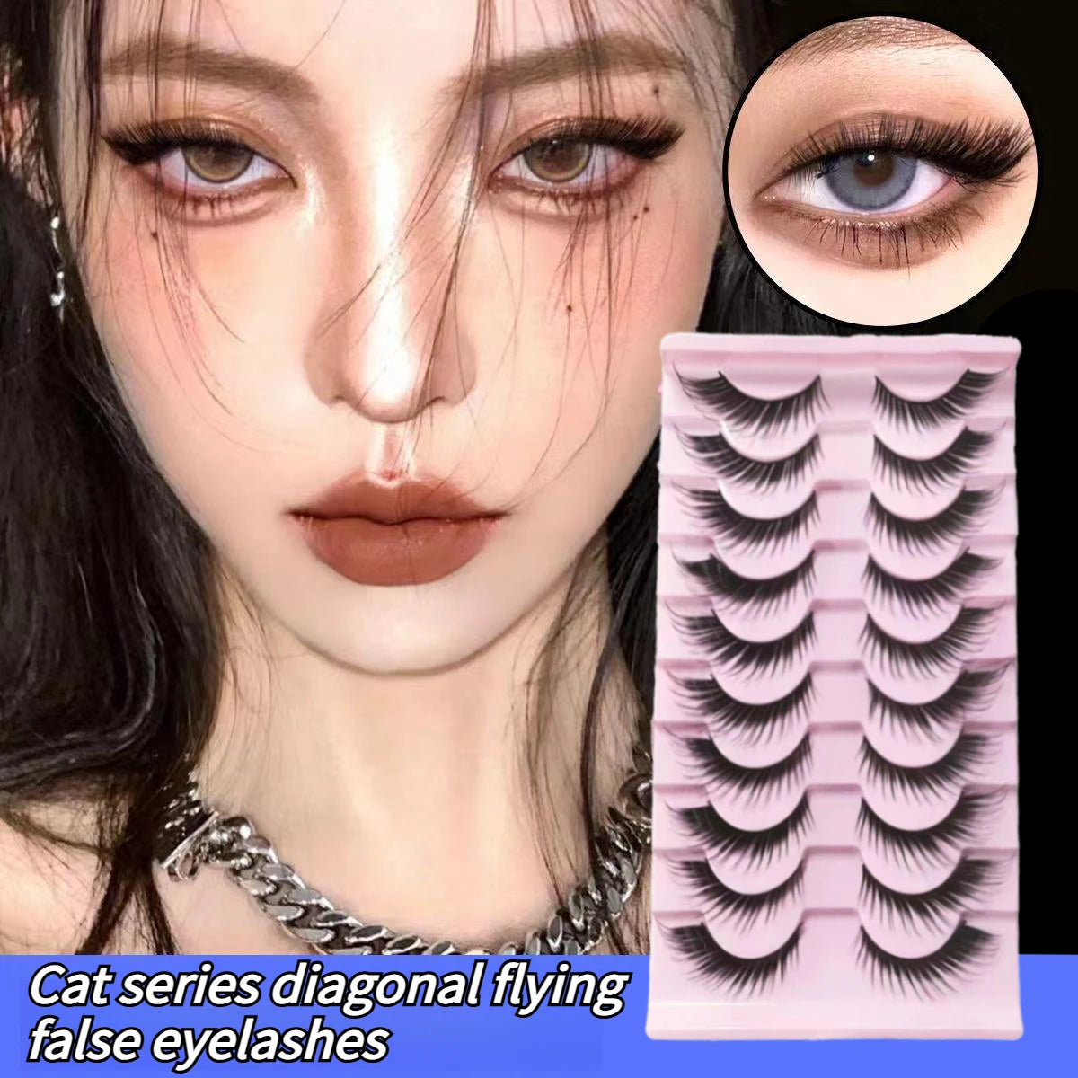 False Eyelashes Russian Strip Lashes Extension D-Curl Faux Mink Lashes 3D Effect False Eyelashes 10 Pairs