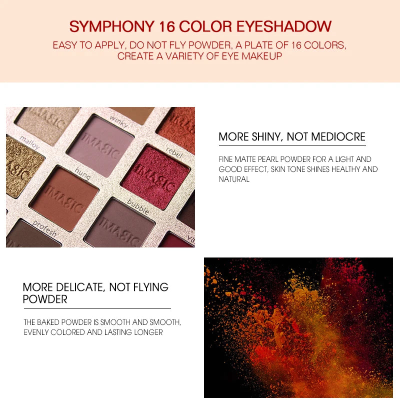 IMAGIC Eyeshadow Palette Matte Make Up Palette Highlight Blus Shimmer Pearlescent Waterproof  Eye shadow Powder And Body Paint