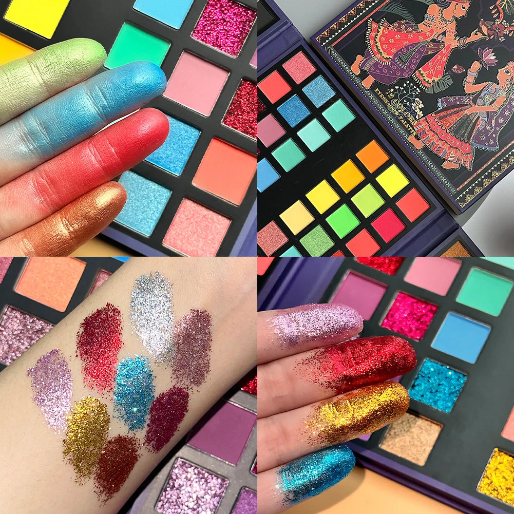 72 Colors Glitter Eyeshadow Palette Matte Waterproof Long Lasting Pressed Powder Cosmetics Kit Fashion Women Eye MakeUp Pallet