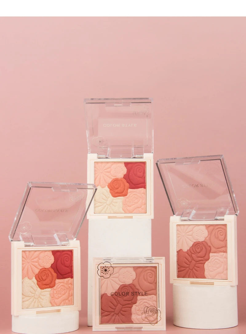 Makeup Blush Palette Natural Contour Highlight Palette Matte Pearlescent Embossed Petal Orange Blush Rouge Petal Blush Palette