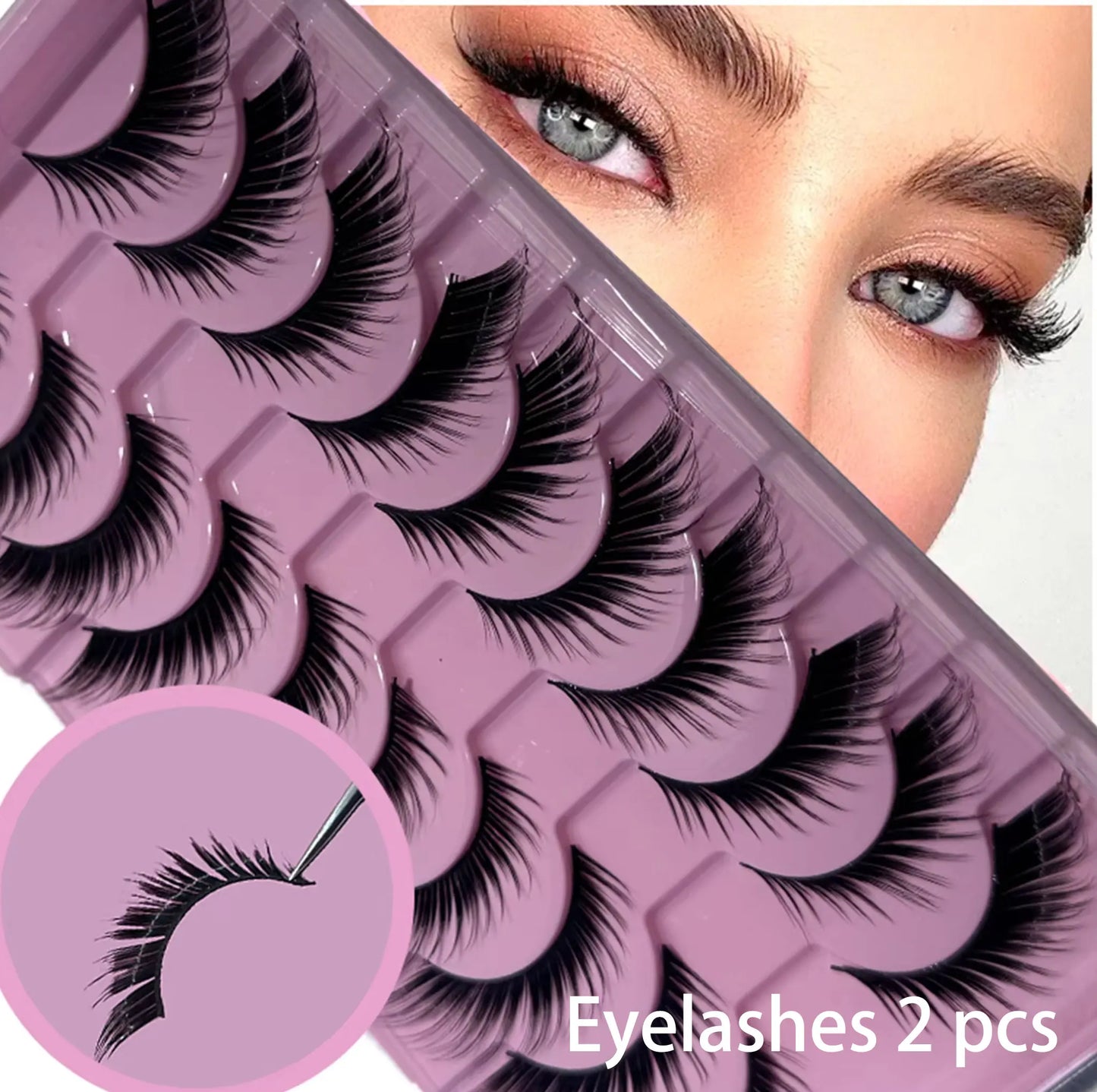 False Eyelashes Russian Strip Lashes Extension D-Curl Faux Mink Lashes 3D Effect False Eyelashes 10 Pairs