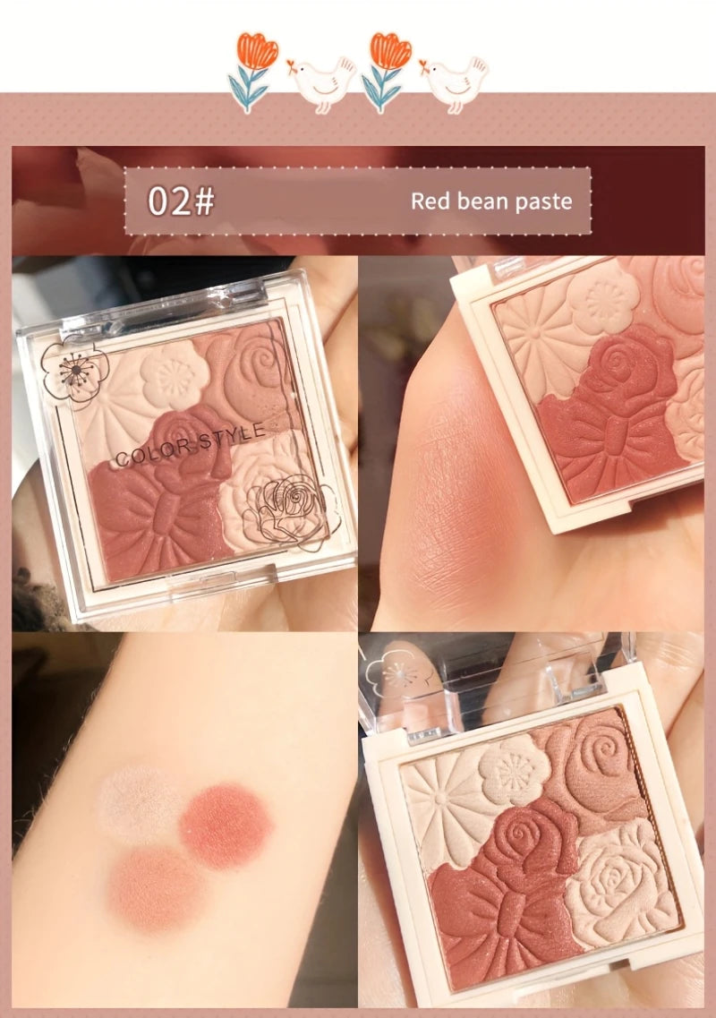 Makeup Blush Palette Natural Contour Highlight Palette Matte Pearlescent Embossed Petal Orange Blush Rouge Petal Blush Palette
