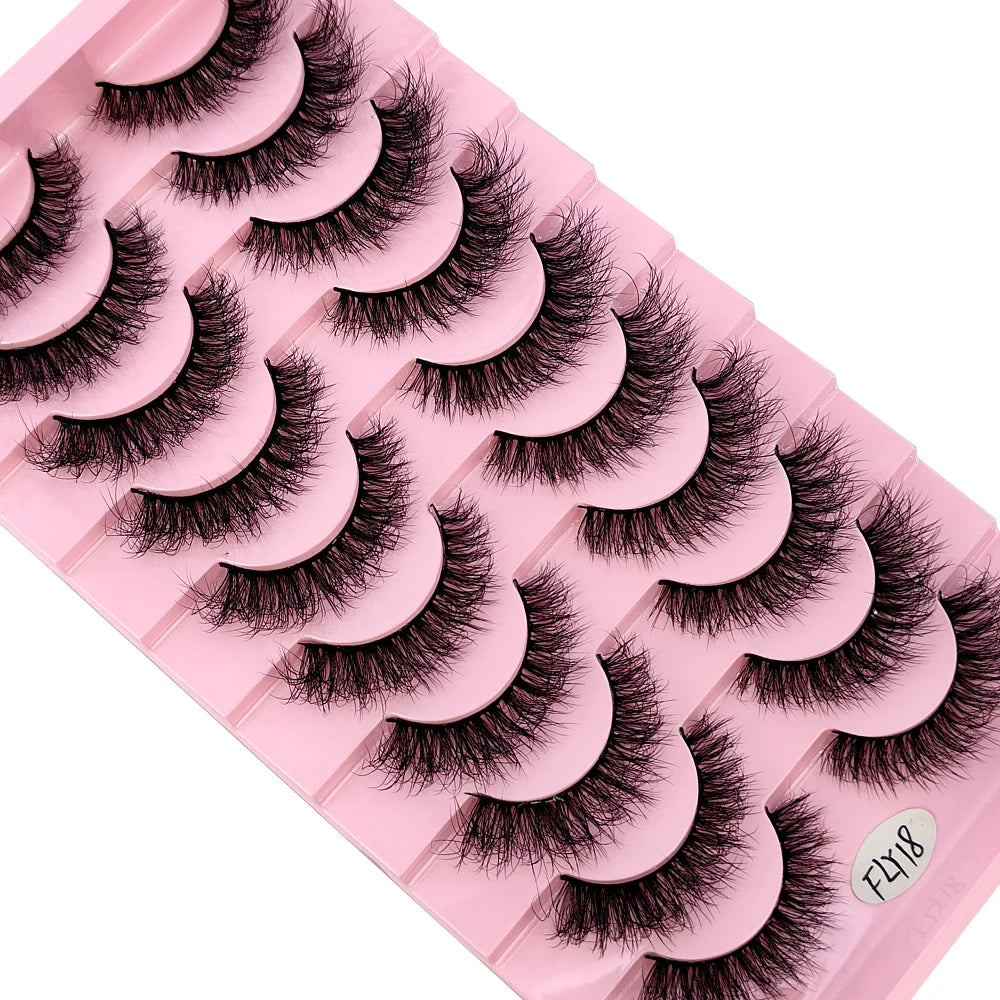 10 Pairs Faux Mink Eyelashes Handmade False Eyelashes Natural Nude Makeup Simulation Cross Messy Eye 3D Curly Eyelashes