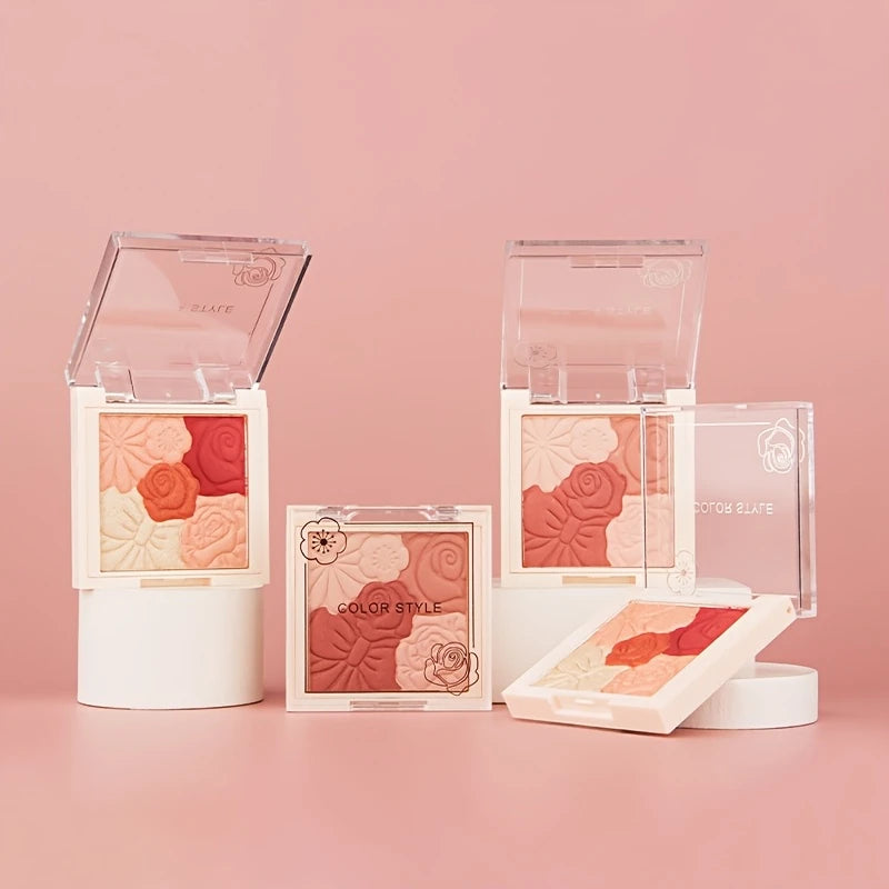 Makeup Blush Palette Natural Contour Highlight Palette Matte Pearlescent Embossed Petal Orange Blush Rouge Petal Blush Palette