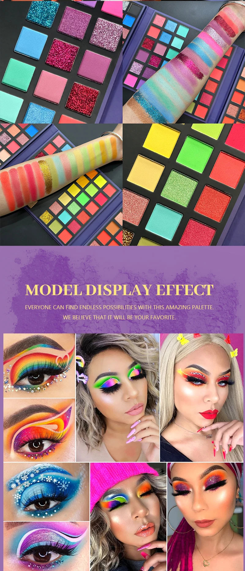 72 Colors Glitter Eyeshadow Palette Matte Waterproof Long Lasting Pressed Powder Cosmetics Kit Fashion Women Eye MakeUp Pallet